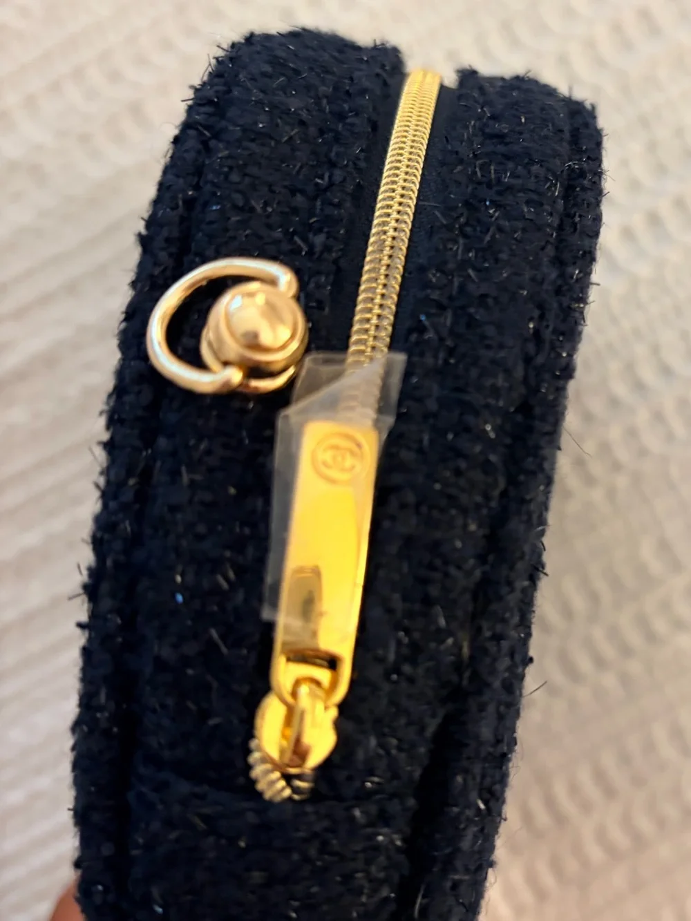 CHANEL Beauté Navy and Gold Round Cosmetic Pouch